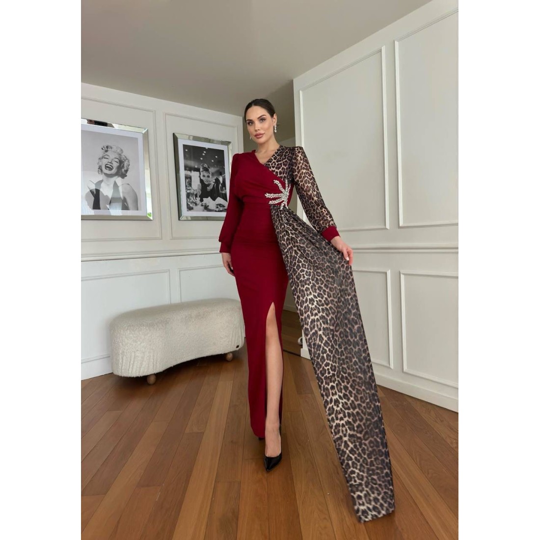 LEOPAR DETAY ABİYE ELBİSE 188164